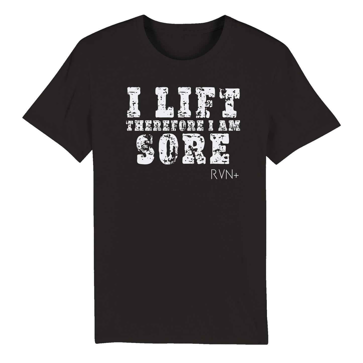 I Lift, Therefore I am Sore Unisex Organic Funny T-Shirt Clothes by Tobey Alexander