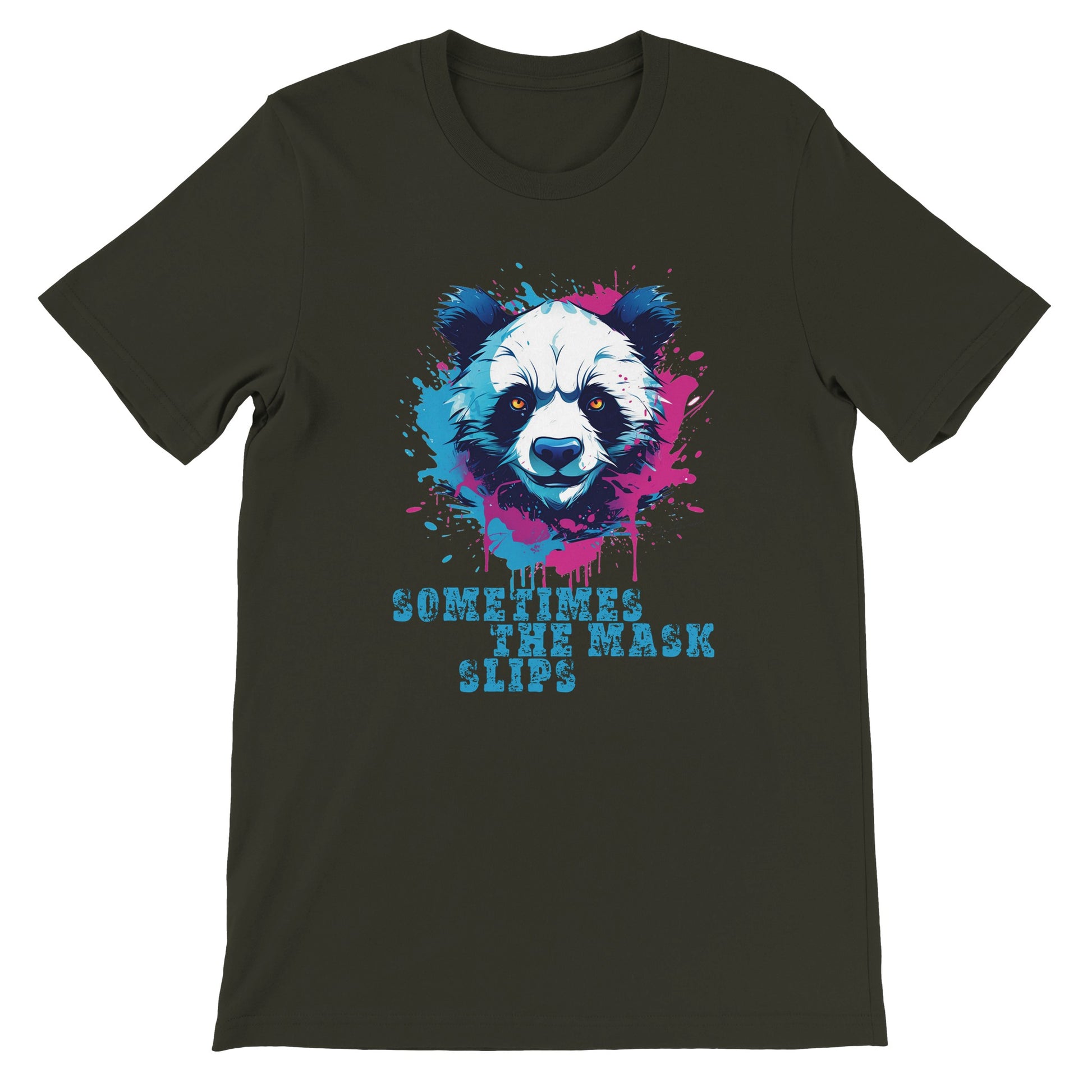 "Sometimes The Mask Slips" Panda-monium Premium Unisex Crewneck T-shirt Clothes by Tobey Alexander