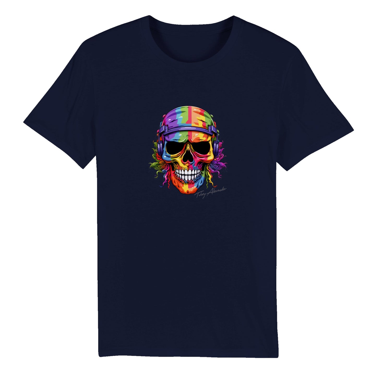 Duty Calls Rainbow Skull: Organic Unisex Crewneck T-shirt 🌈💀 Clothes By Tobey Alexander
