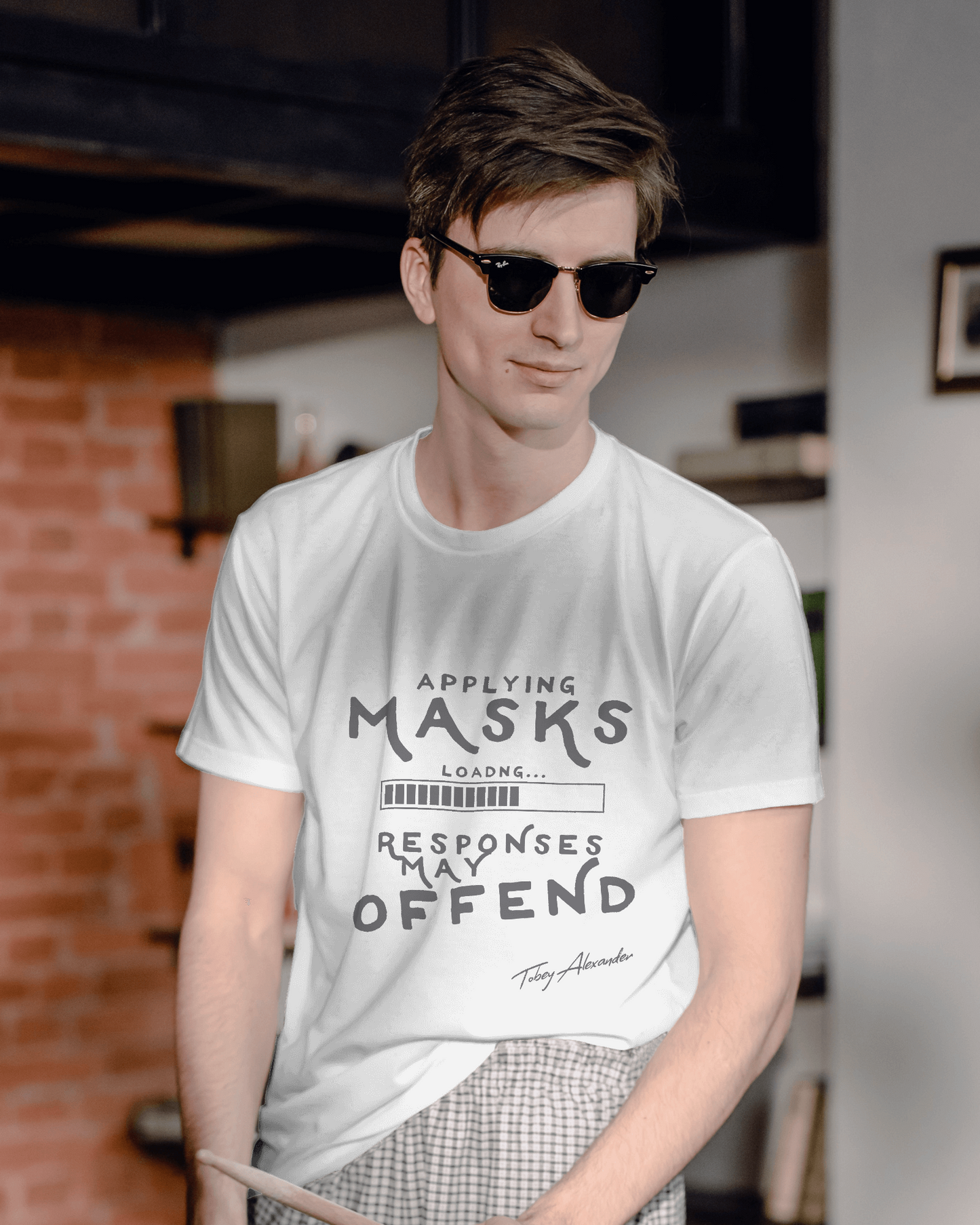 Masks Loading Funny Organic Unisex Crewneck T-shirt 😷🤣 Clothes By Tobey Alexander