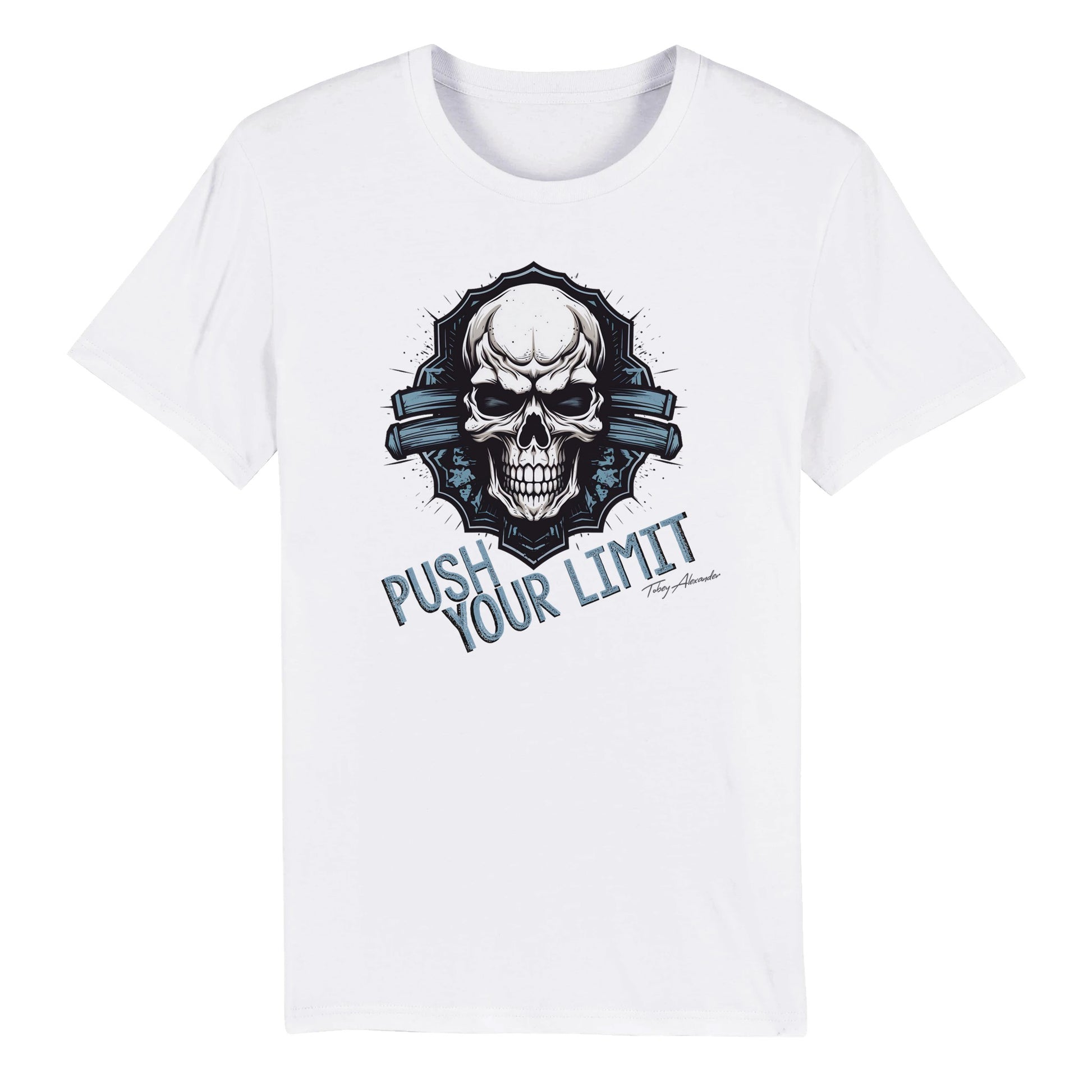 Unleash Your Potential with the "Push Your Limit" Exclusive Skull Unisex Organic Tee! Clothes by Tobey Alexander