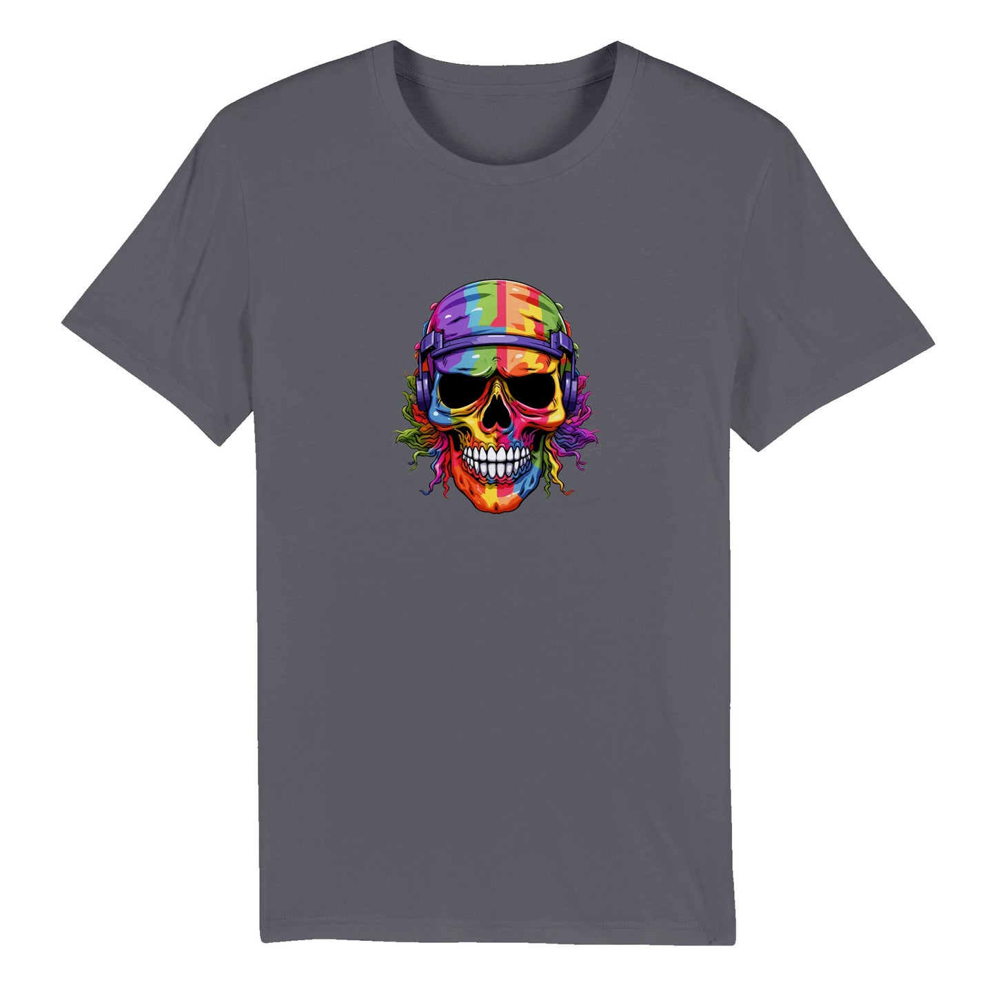 Duty Calls Rainbow Skull: Organic Unisex Crewneck T-shirt 🌈💀 Clothes By Tobey Alexander