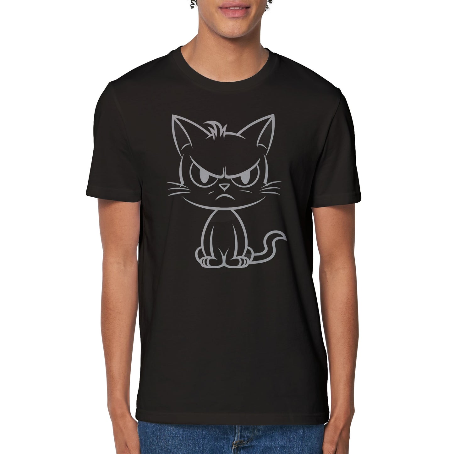Express Yourself: Moody Cat Organic Tee for Every Mood! 😼