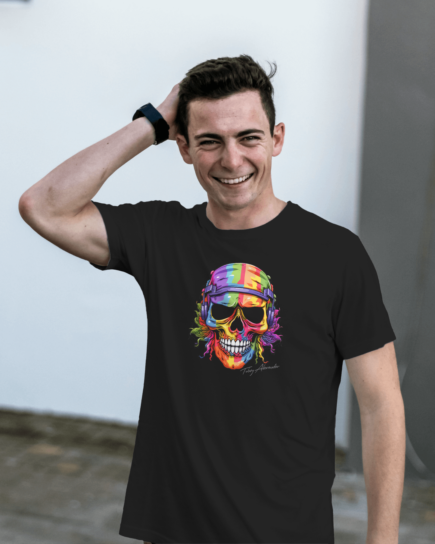 Duty Calls Rainbow Skull: Organic Unisex Crewneck T-shirt 🌈💀
