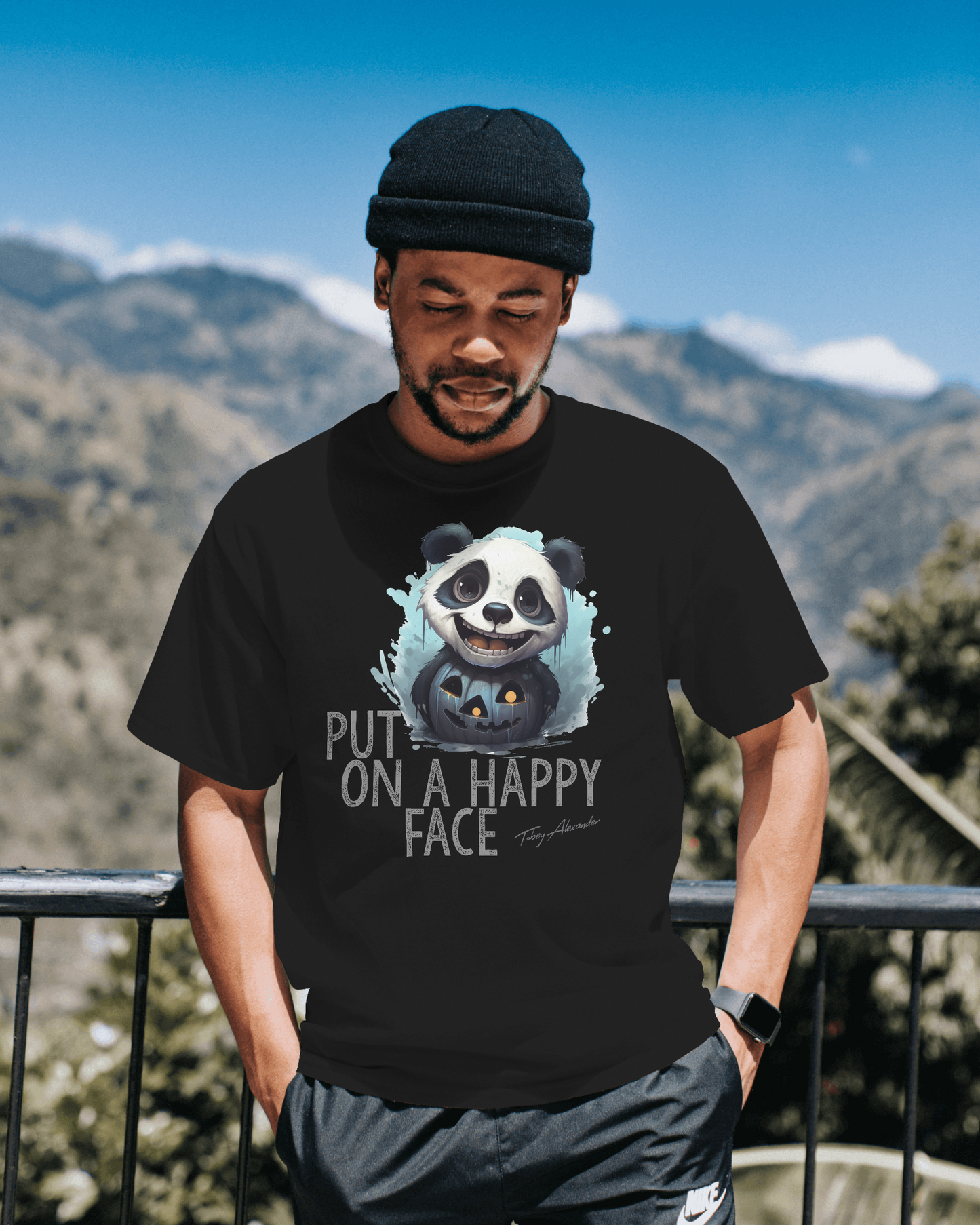 🎃🐼 "Put On a Happy Panda Face" Organic Unisex Crewneck T-shirt 🐼🎃
