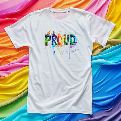 PROUD! Bold & Vibrant Rainbow Design Cotton Tee Clothes By Tobey Alexander