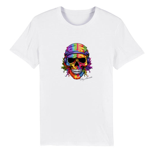 Duty Calls Rainbow Skull: Organic Unisex Crewneck T-shirt 🌈💀 Clothes By Tobey Alexander