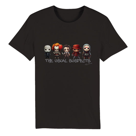 Horror's Usual Suspects Organic Unisex Crewneck T-shirt Clothes by Tobey Alexander